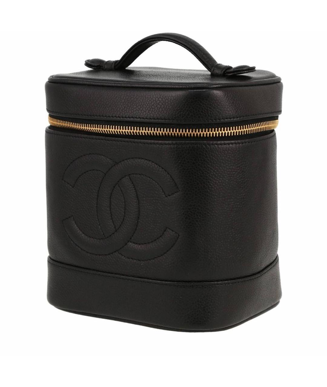 CHANEL Черная кожаная сумка с короткими ручками, фото 8