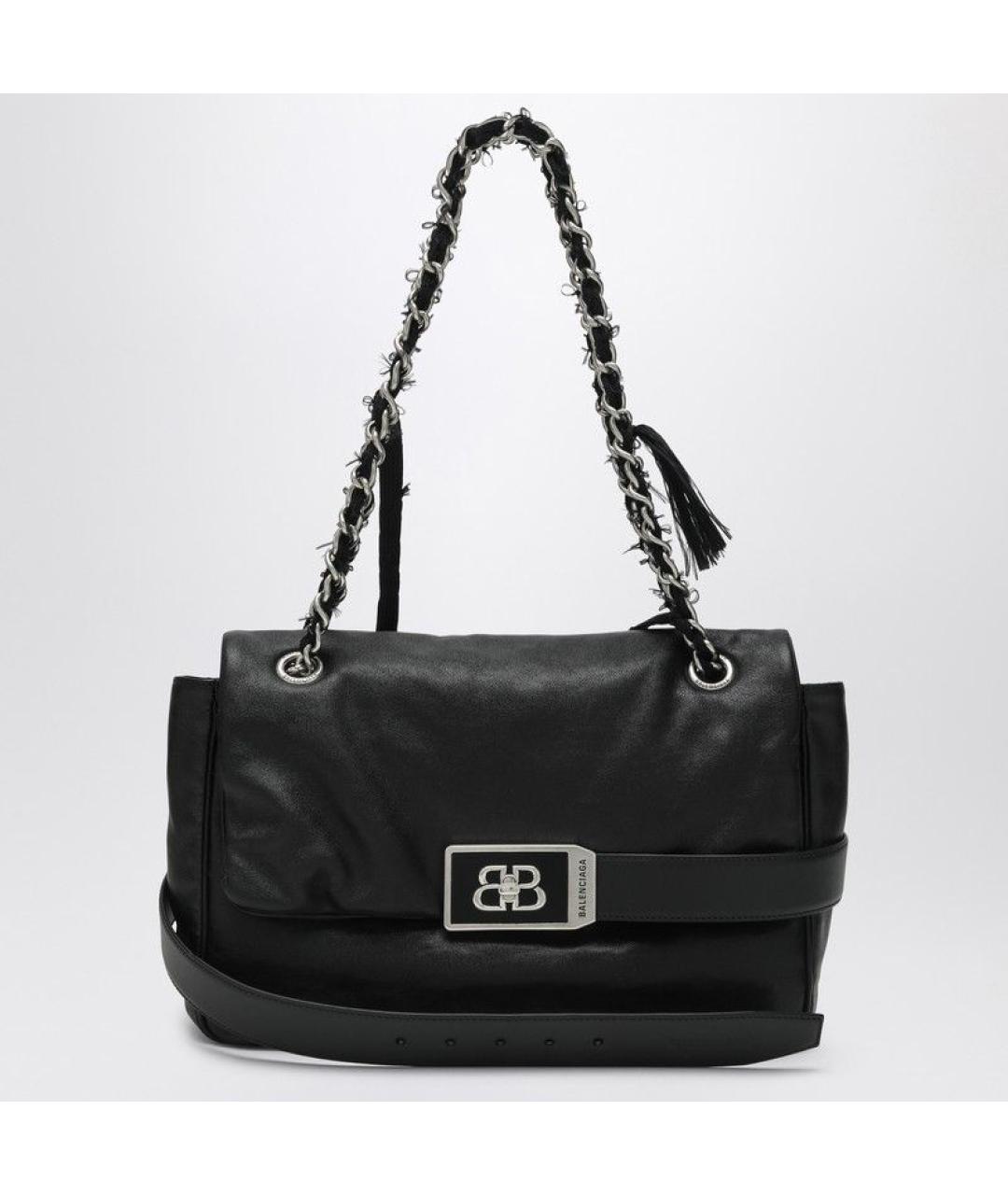 BALENCIAGA Черная кожаная сумка через плечо, фото 3