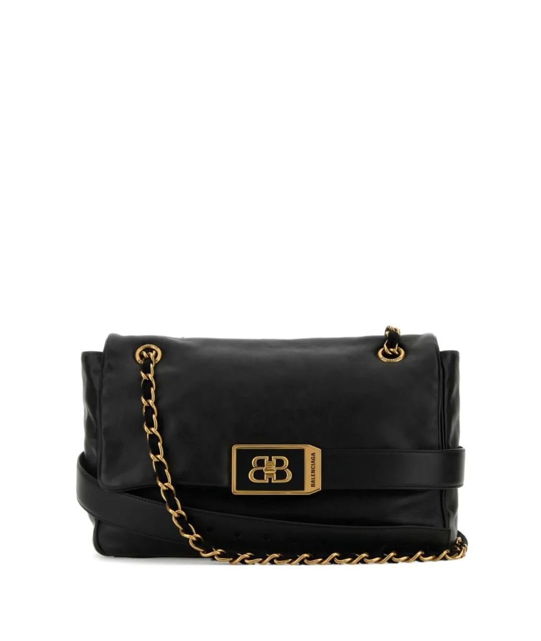 BALENCIAGA Черная кожаная сумка через плечо, фото 1