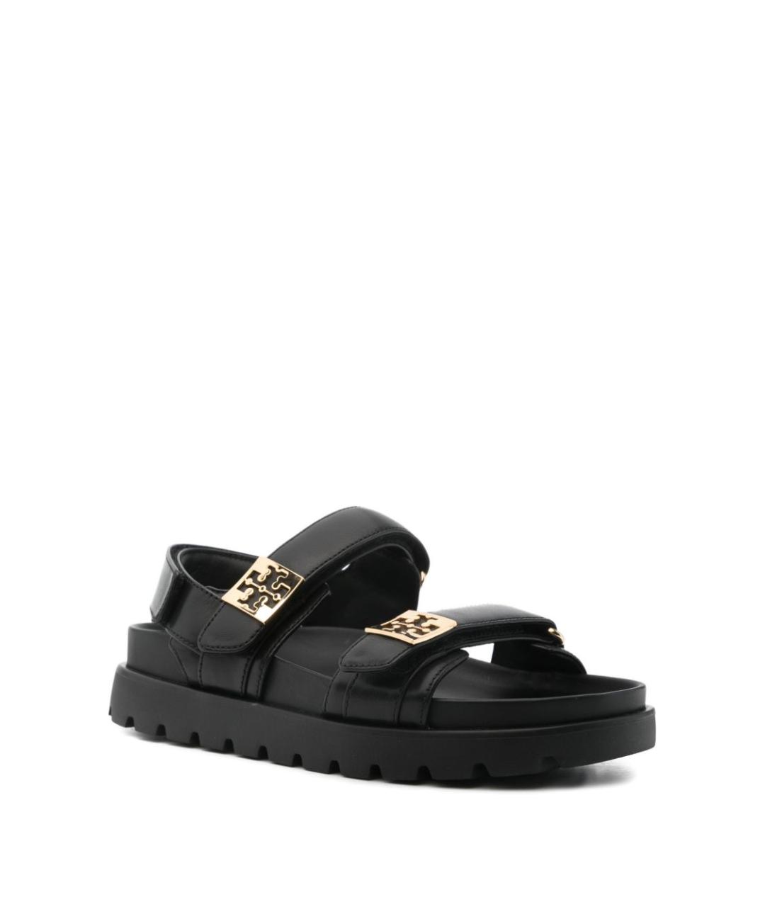 TORY BURCH Черные кожаные босоножки, фото 4