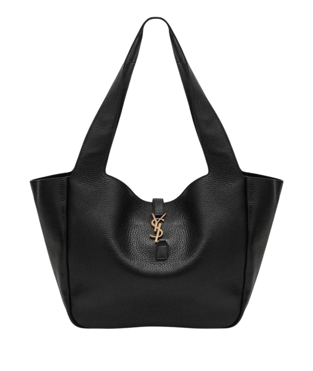 SAINT LAURENT Черная кожаная сумка тоут, фото 1