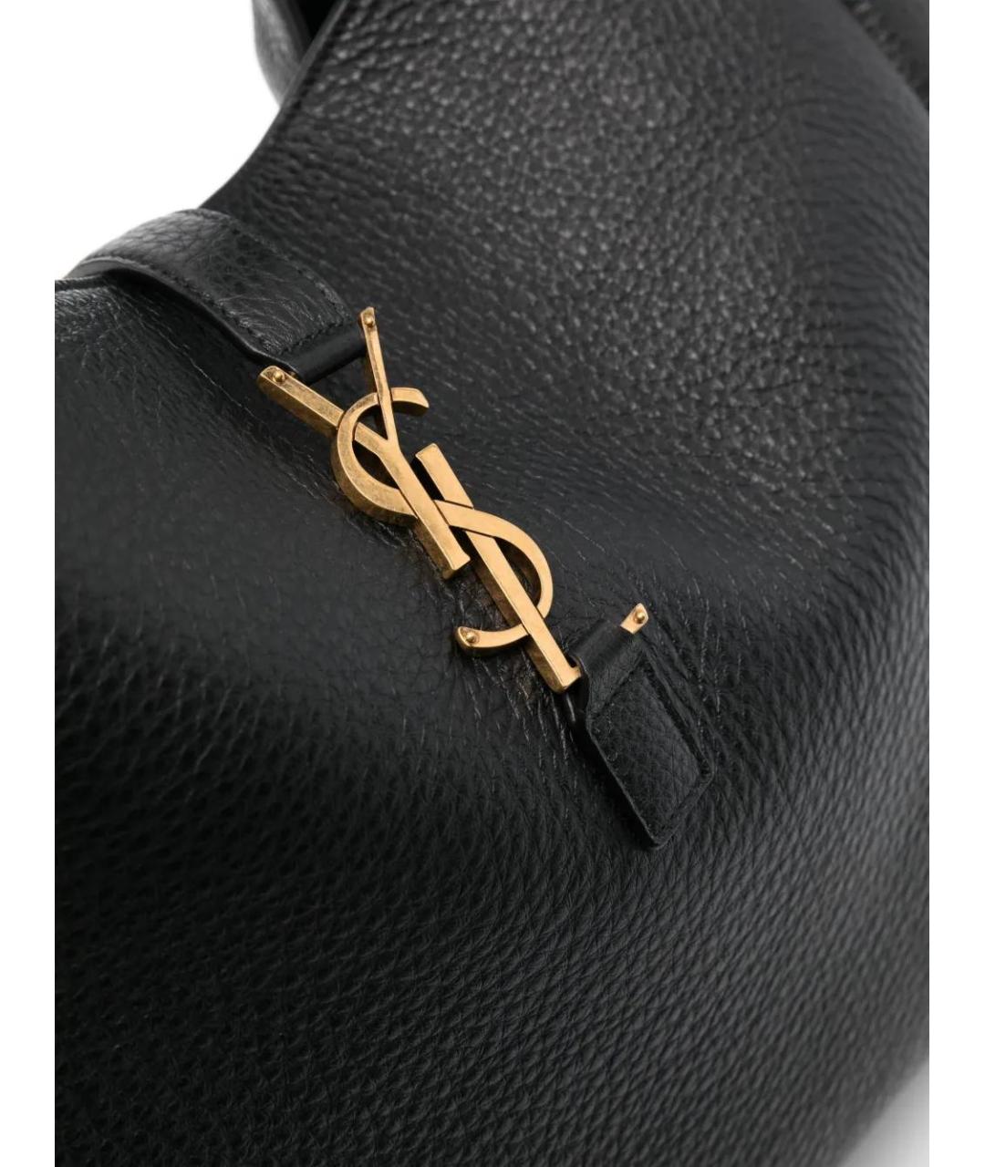 SAINT LAURENT Черная кожаная сумка тоут, фото 4