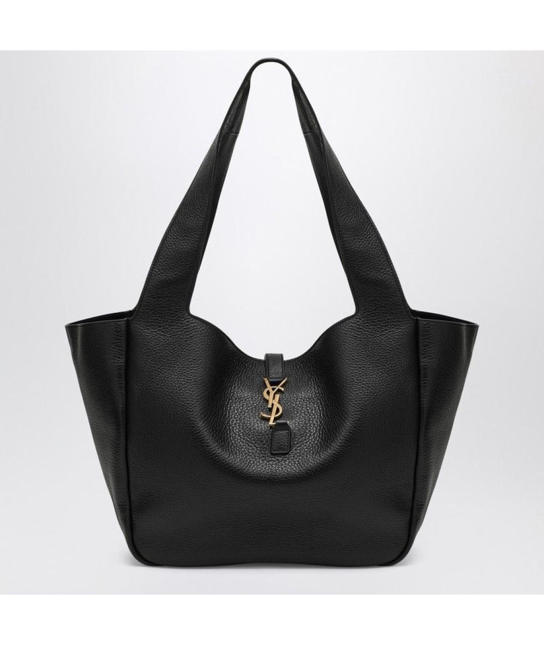 SAINT LAURENT Черная кожаная сумка тоут, фото 6