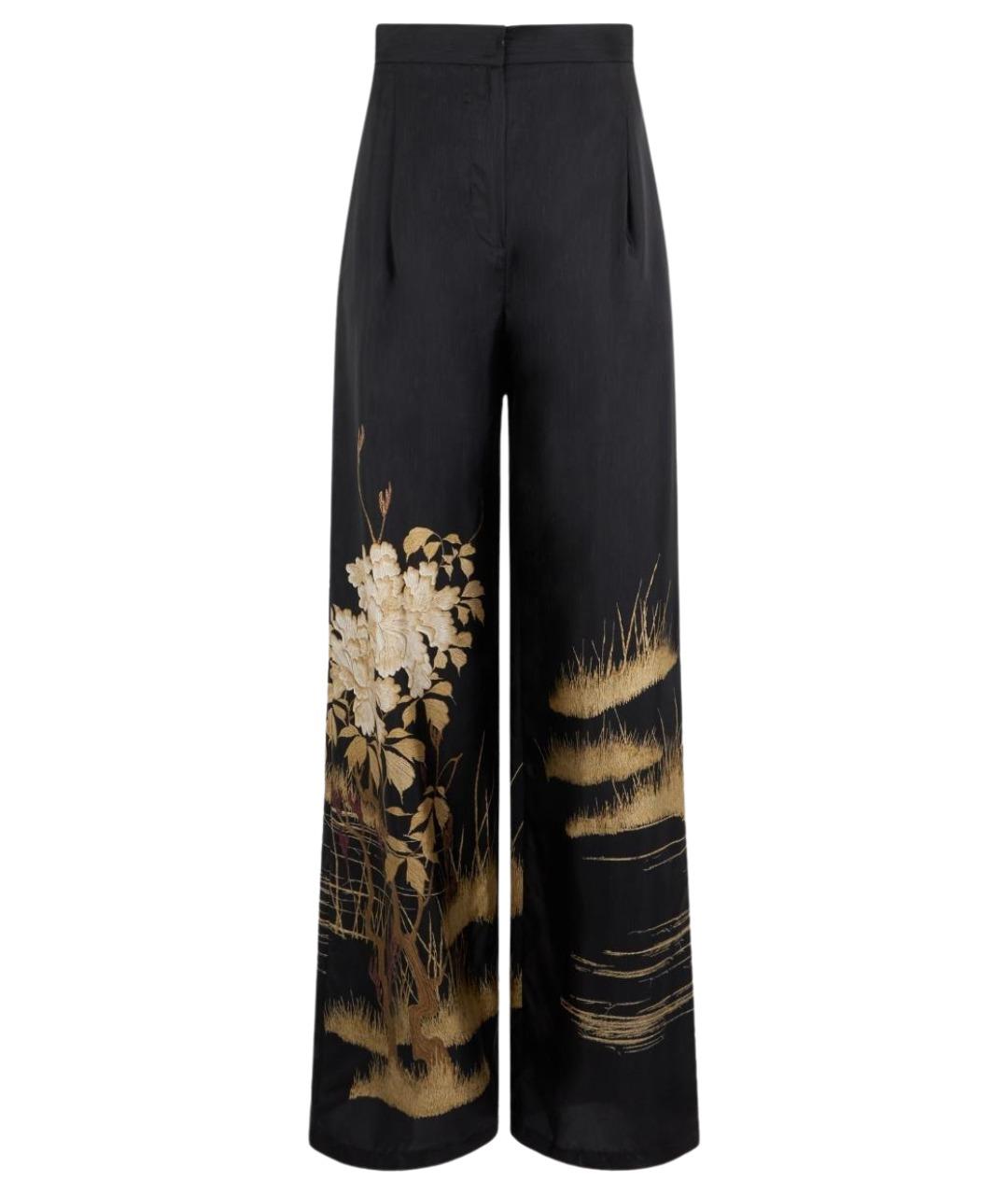 MAX MARA STUDIO Черные шелковые брюки широкие, фото 1