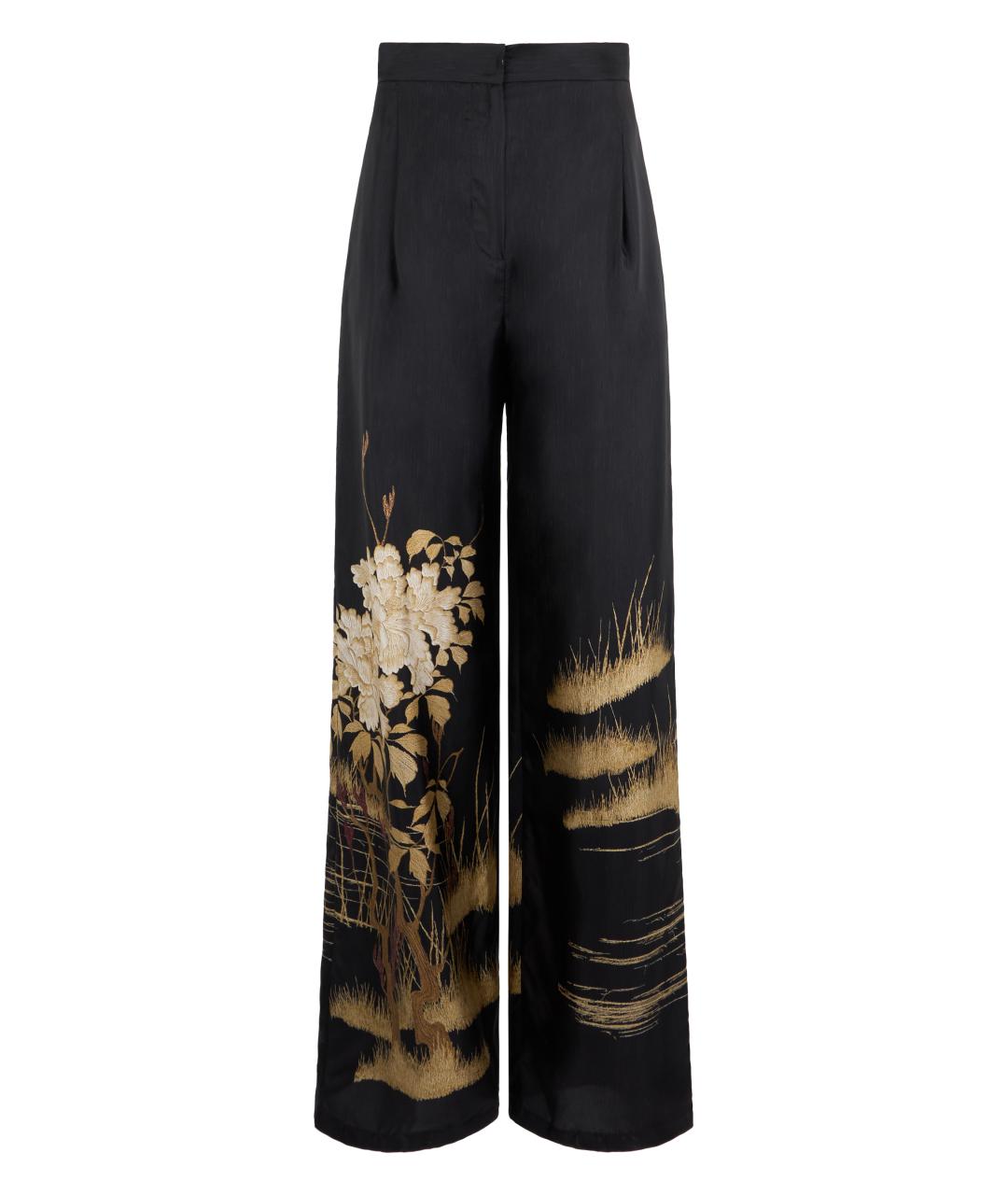 MAX MARA STUDIO Черные шелковые брюки широкие, фото 1