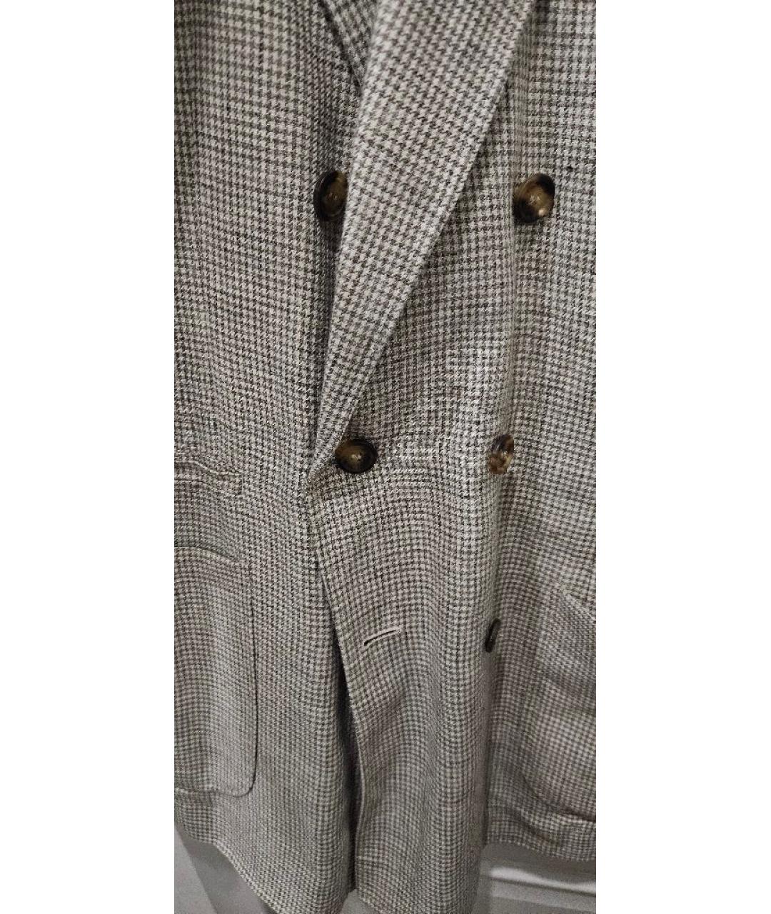 BRUNELLO CUCINELLI Бежевый льняной пиджак, фото 4