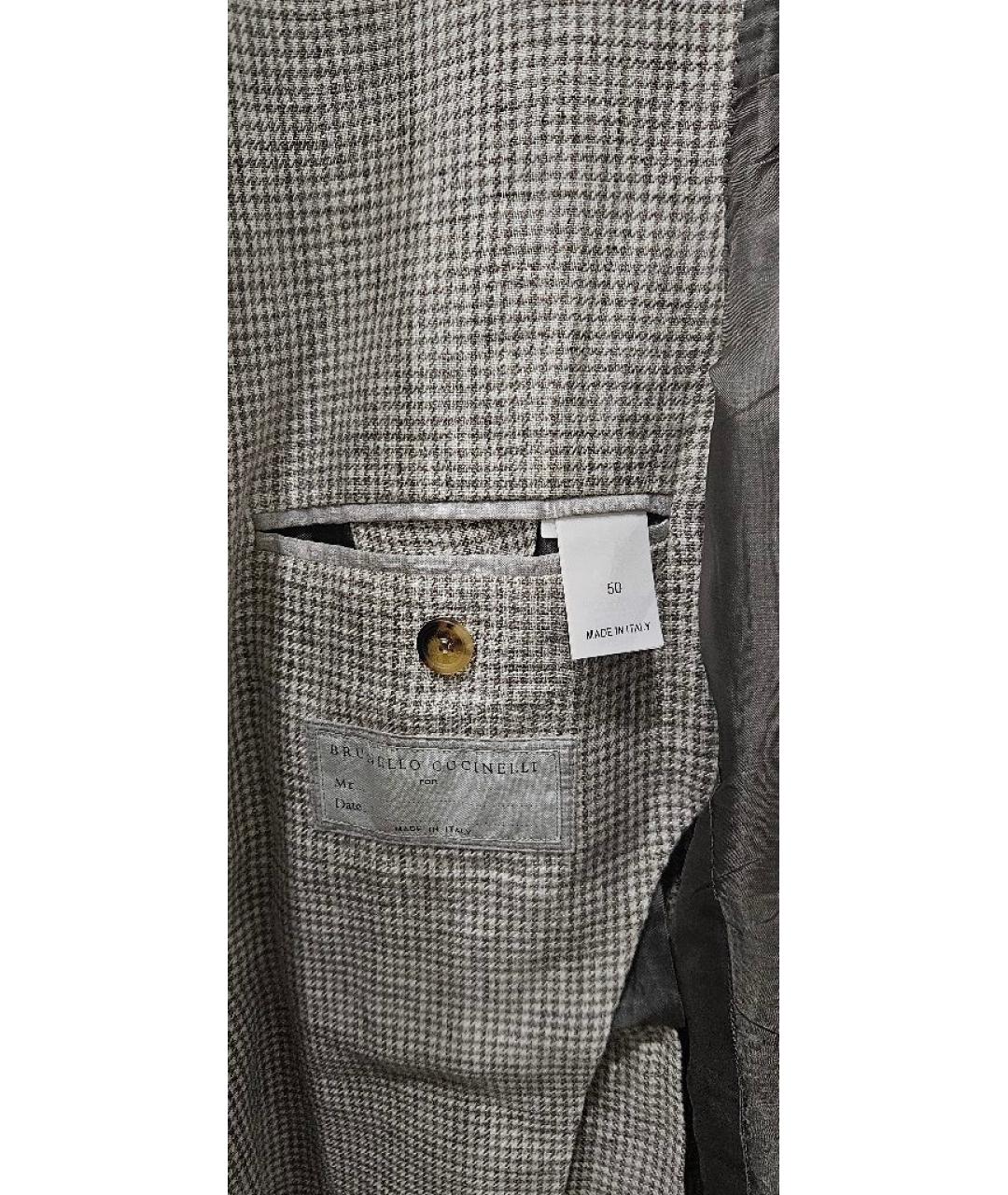 BRUNELLO CUCINELLI Бежевый льняной пиджак, фото 5