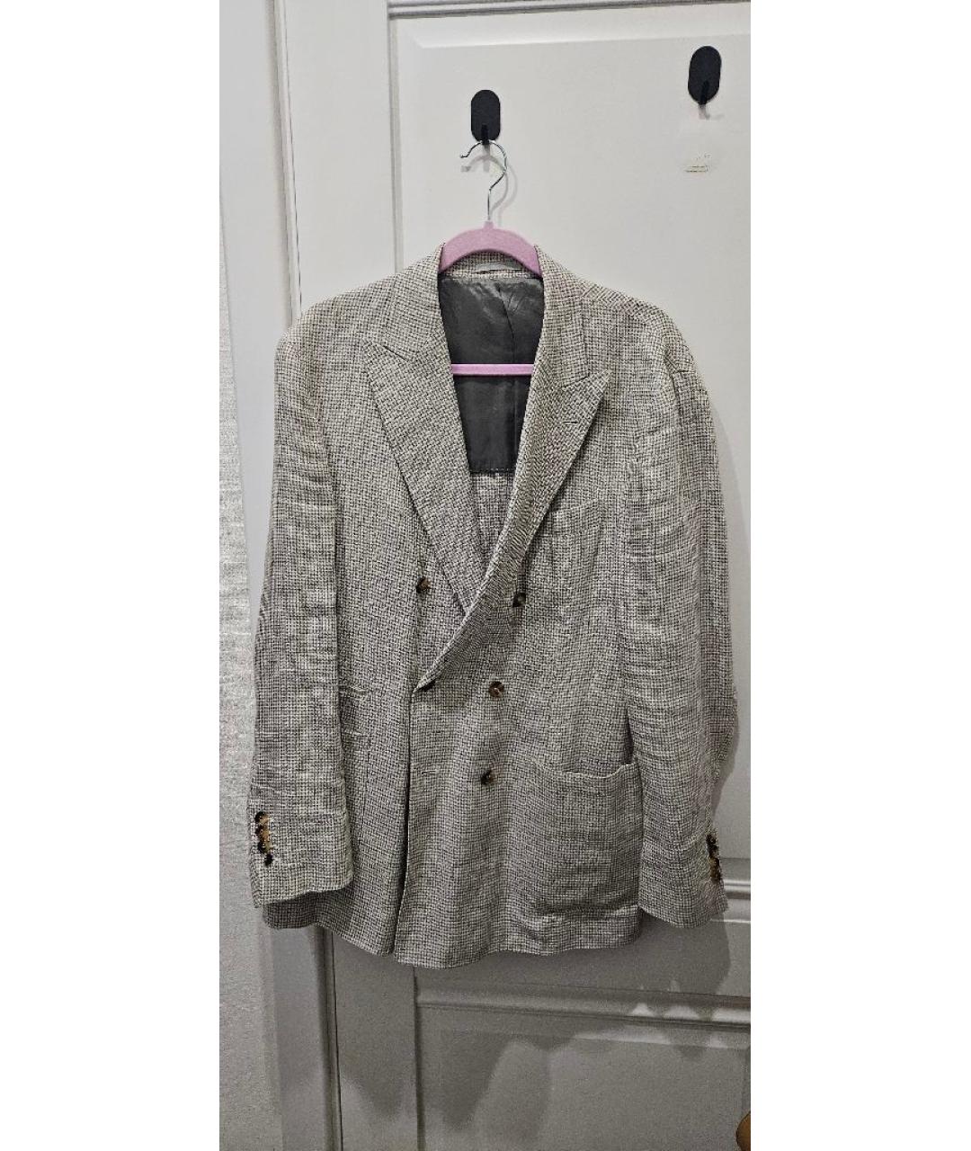 BRUNELLO CUCINELLI Бежевый льняной пиджак, фото 7