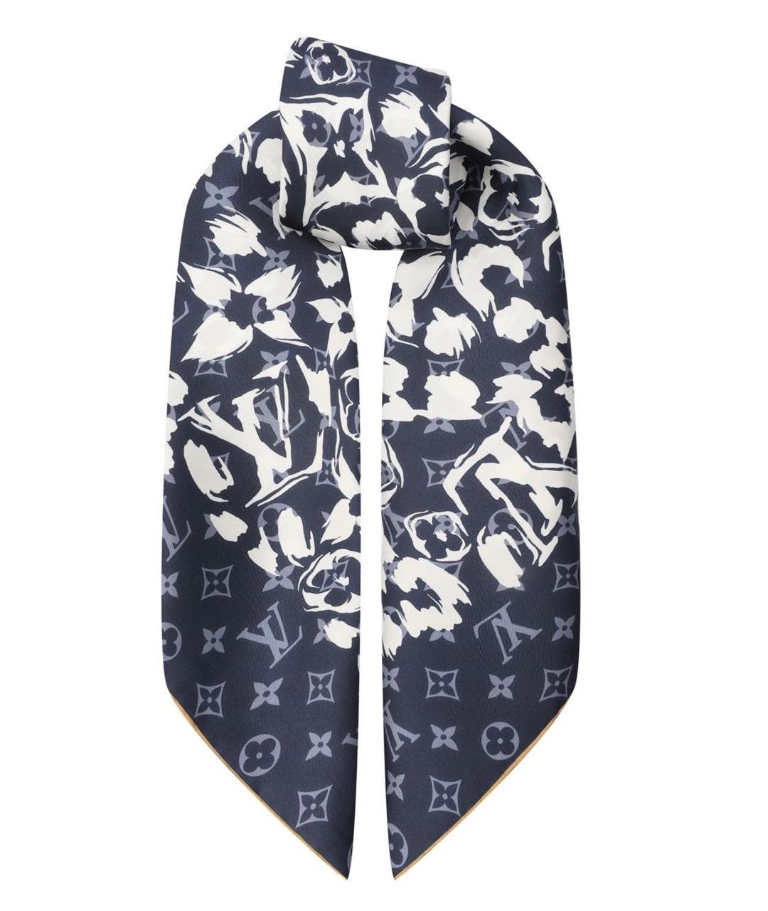 LOUIS VUITTON Синий шелковый платок, фото 2