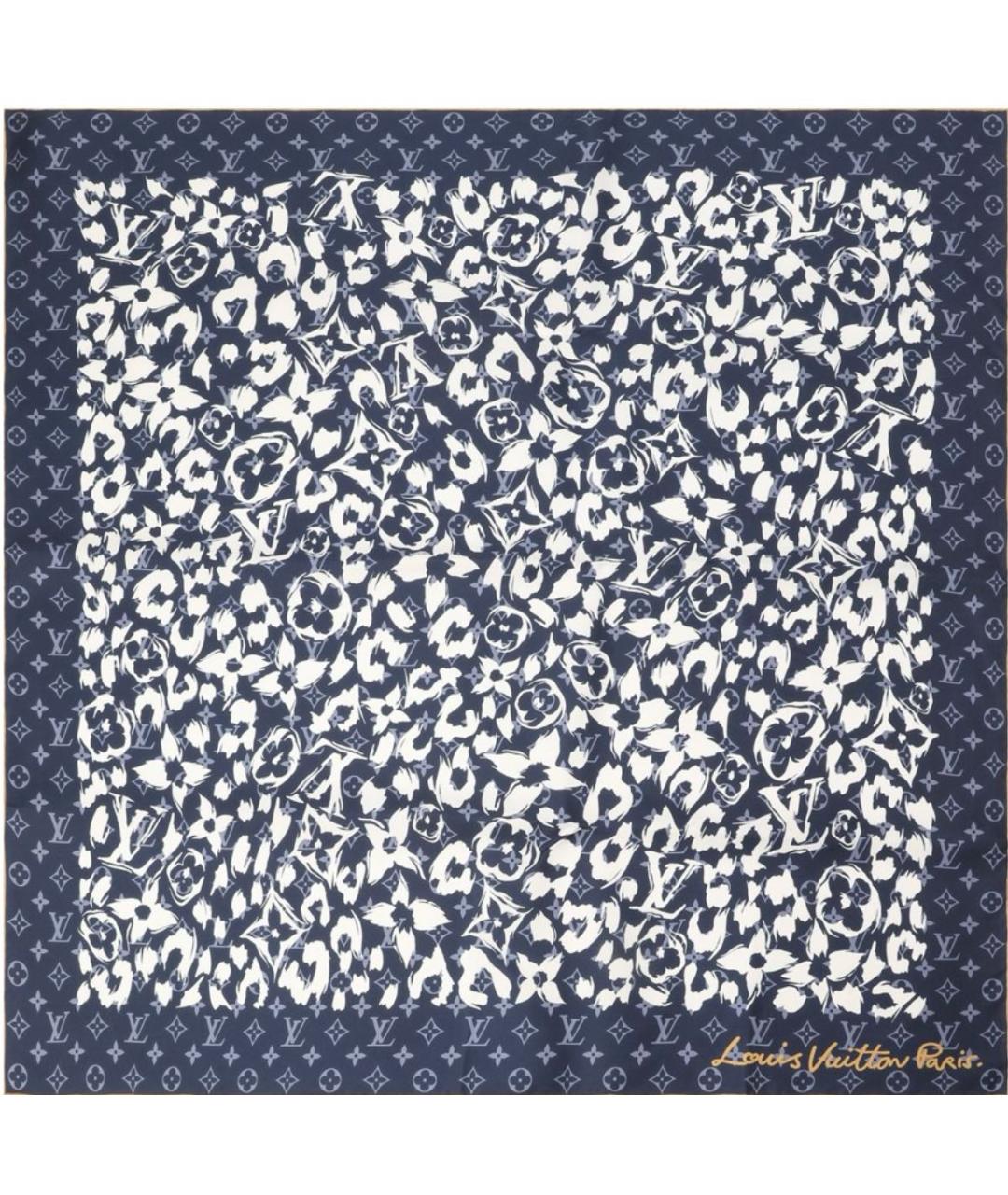 LOUIS VUITTON Синий шелковый платок, фото 1
