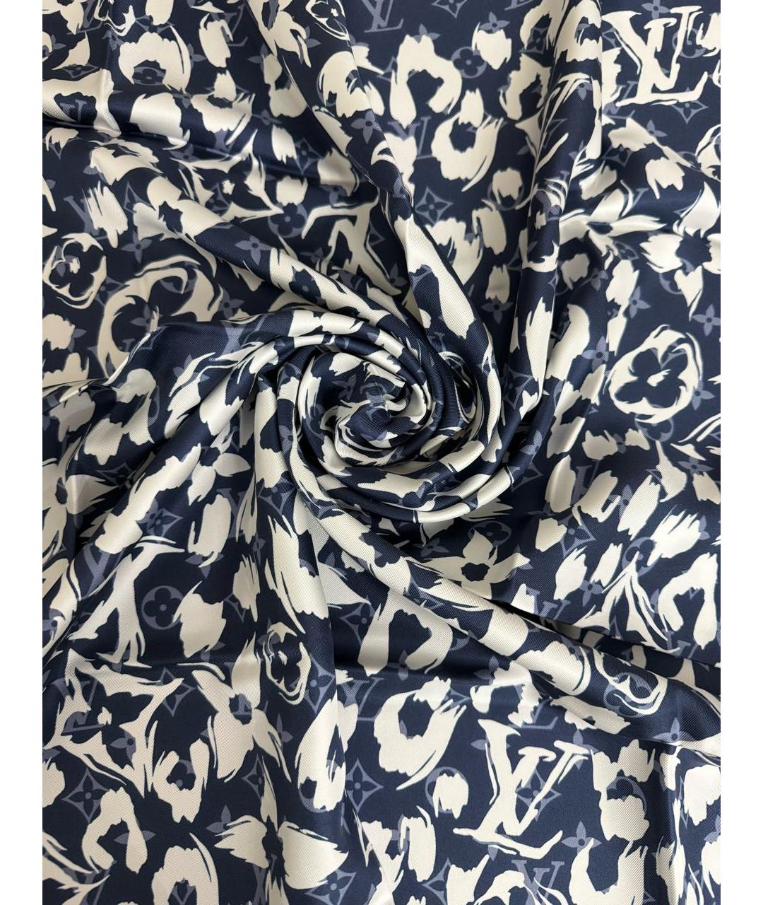 LOUIS VUITTON Синий шелковый платок, фото 5