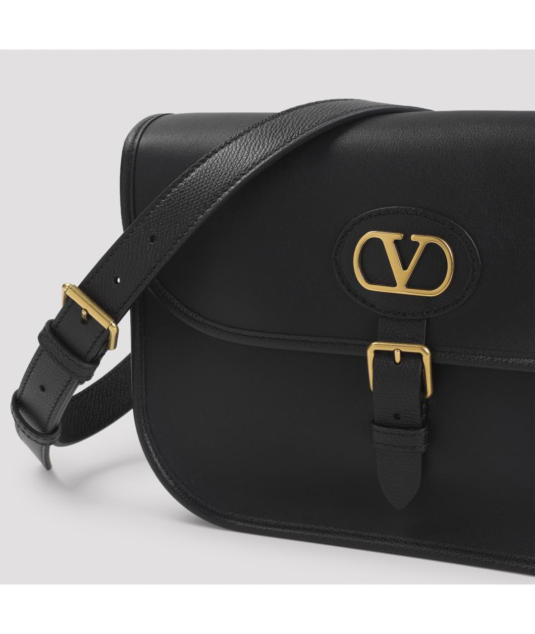 VALENTINO Черная кожаная сумка на плечо, фото 4