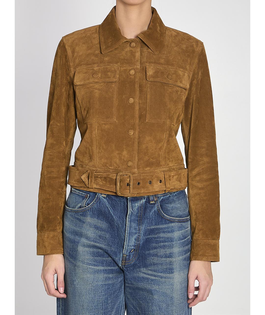 SAINT LAURENT Коричневая замшевая куртка, фото 2