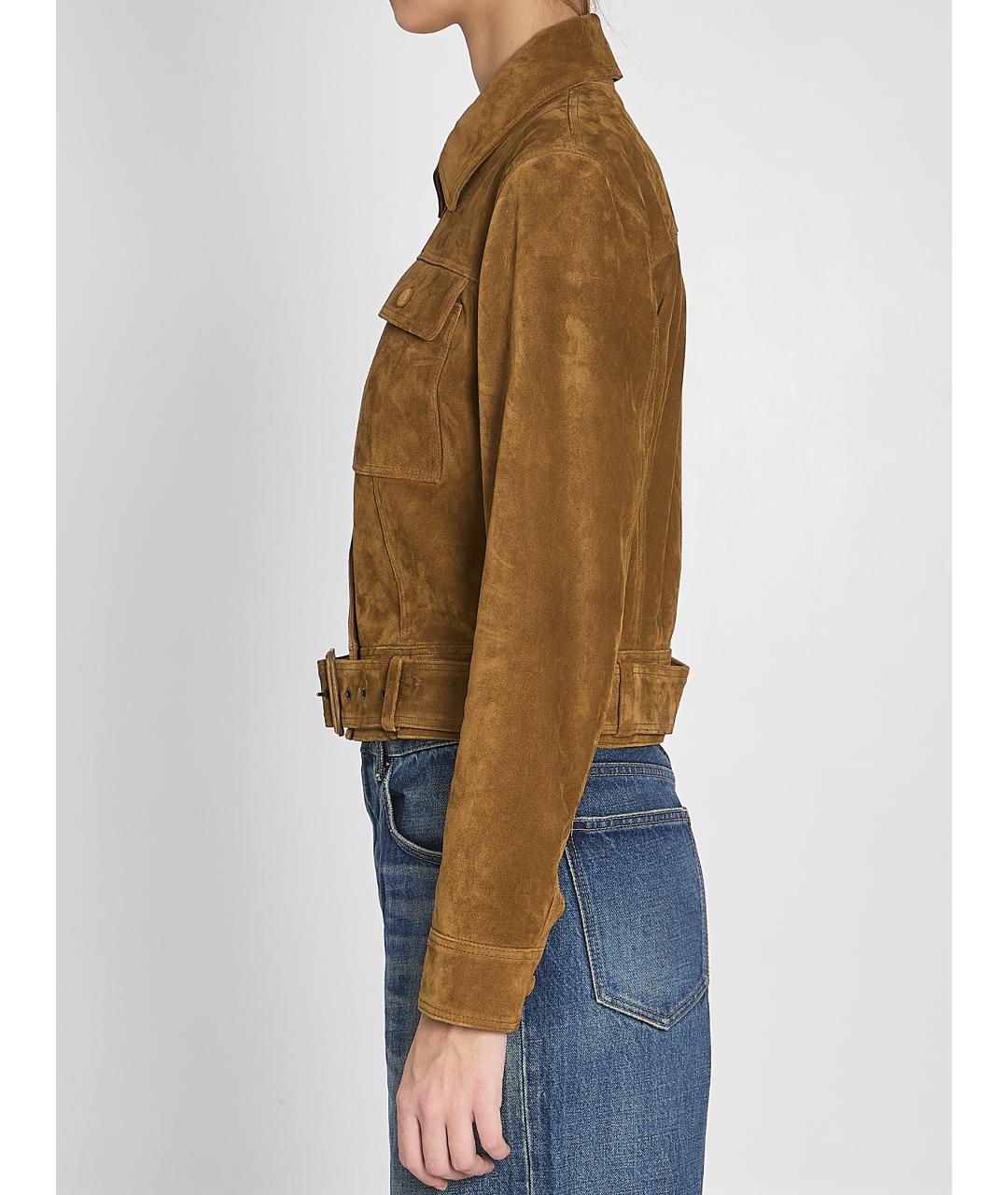 SAINT LAURENT Коричневая замшевая куртка, фото 4