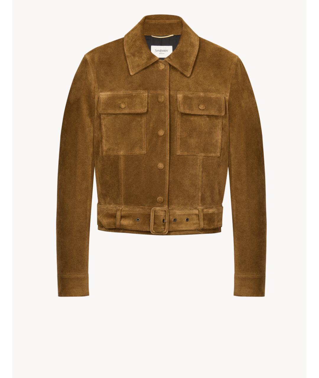 SAINT LAURENT Коричневая замшевая куртка, фото 7