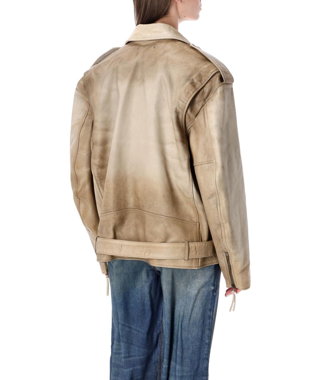 GOLDEN GOOSE DELUXE BRAND Бежевая кожаная куртка, фото 2