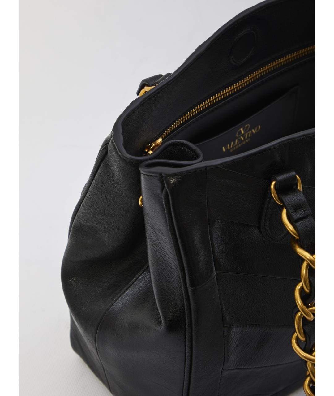 VALENTINO Черная кожаная сумка тоут, фото 4