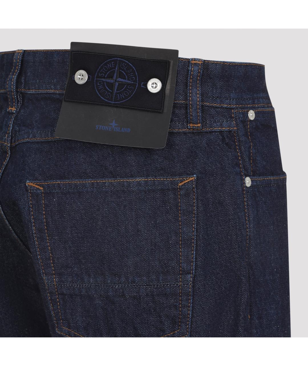 STONE ISLAND Синие хлопковые прямые джинсы, фото 3
