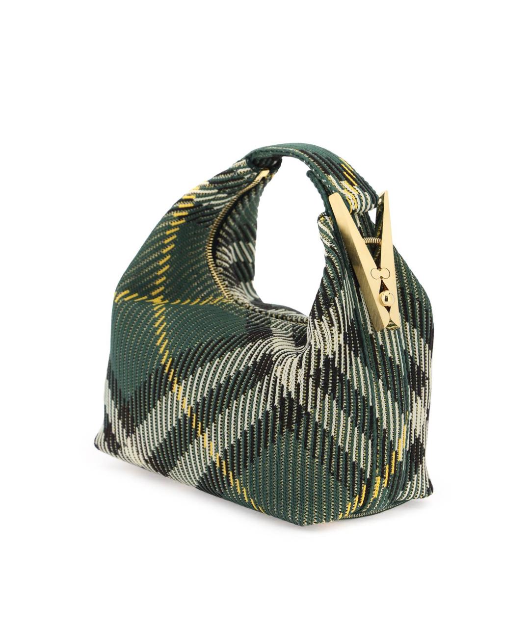 BURBERRY Зеленая тканевая сумка с короткими ручками, фото 3