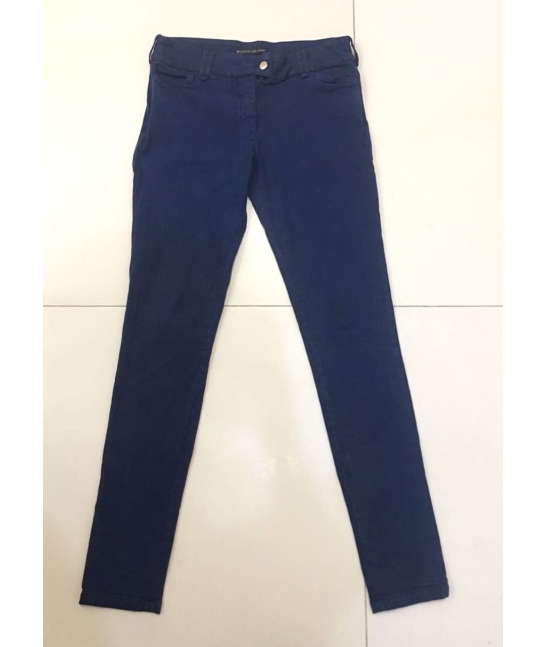 BALENCIAGA Темно-синие хлопко-эластановые джинсы слим, фото 9
