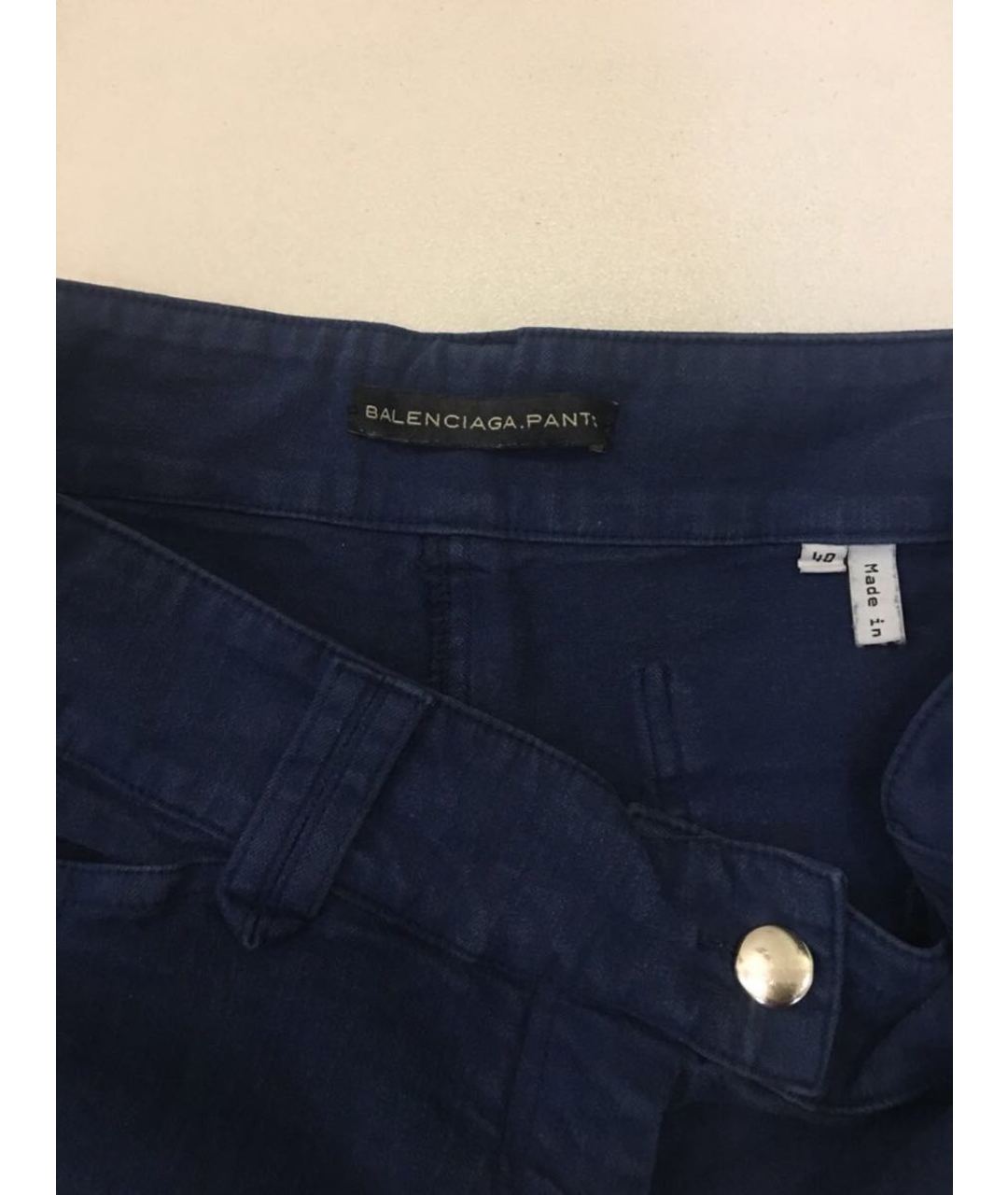 BALENCIAGA Темно-синие хлопко-эластановые джинсы слим, фото 4