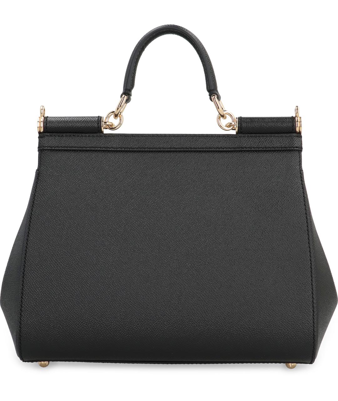 DOLCE&GABBANA Черная кожаная сумка с короткими ручками, фото 4