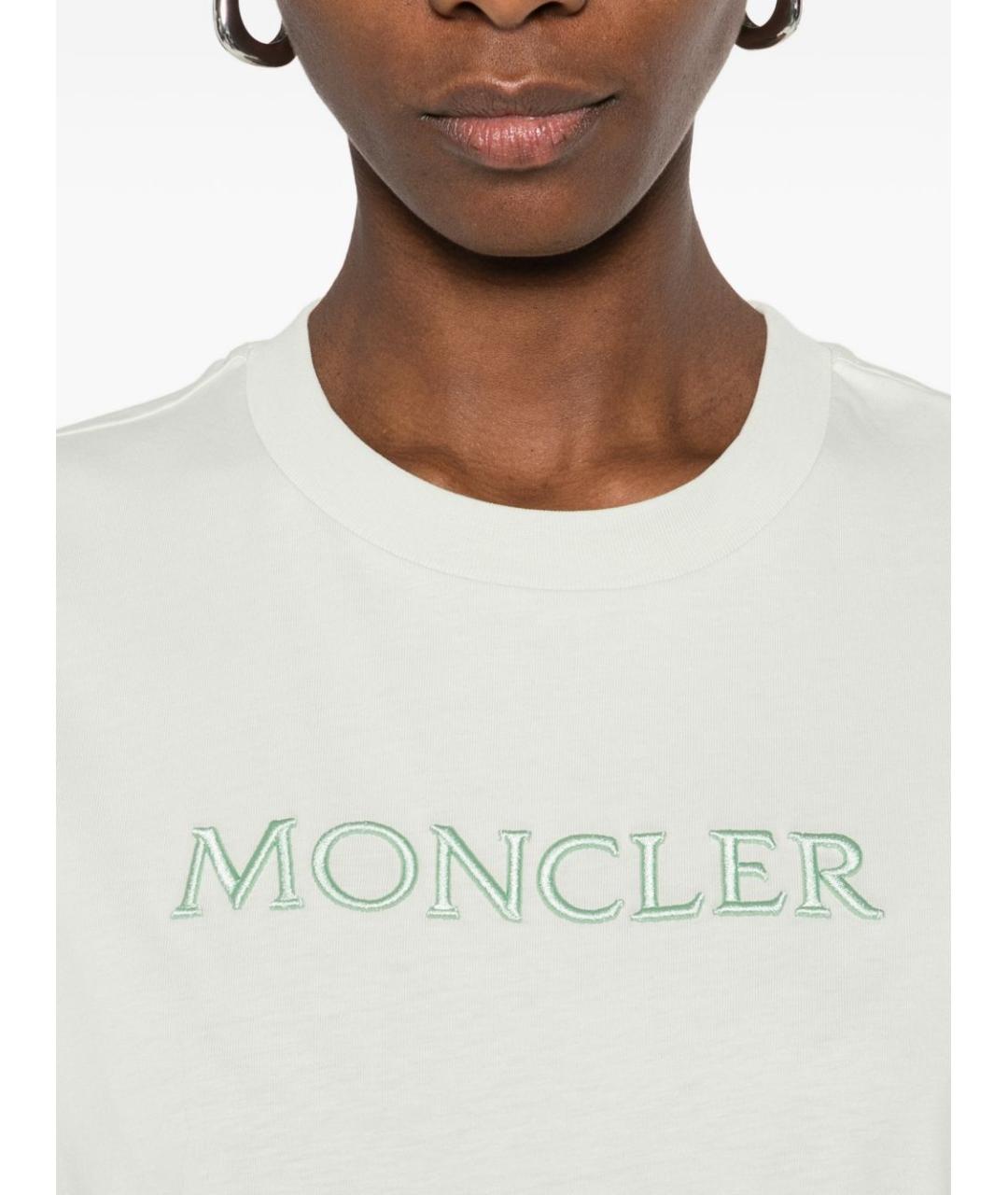 MONCLER Зеленая хлопковая футболка, фото 3