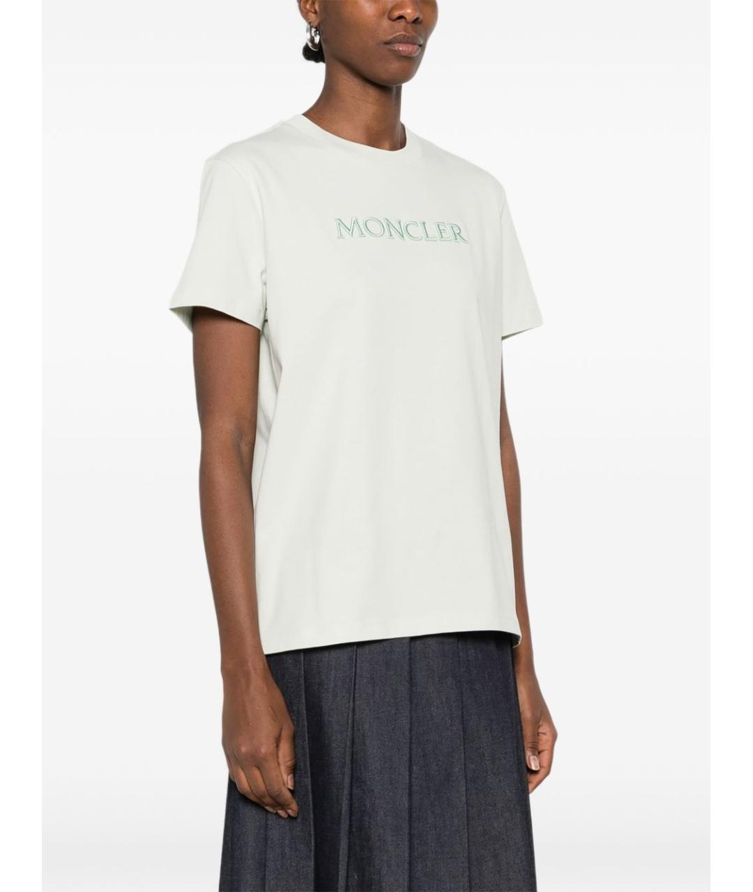 MONCLER Зеленая хлопковая футболка, фото 4