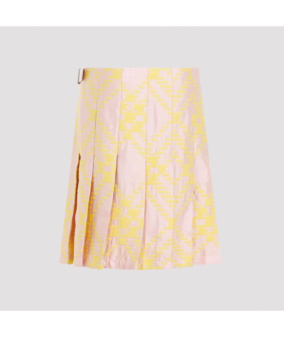 BURBERRY Мульти льняная юбка мини, фото 2