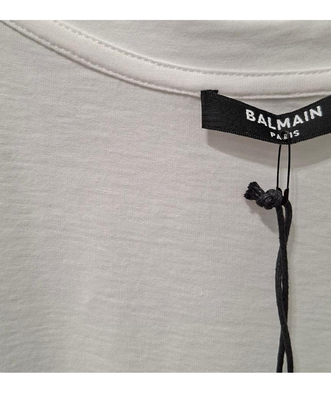 BALMAIN Белая хлопковая футболка, фото 4