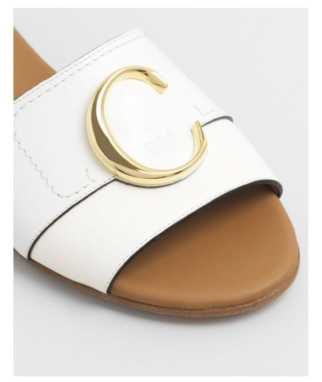CHLOE Белые кожаные шлепанцы, фото 2
