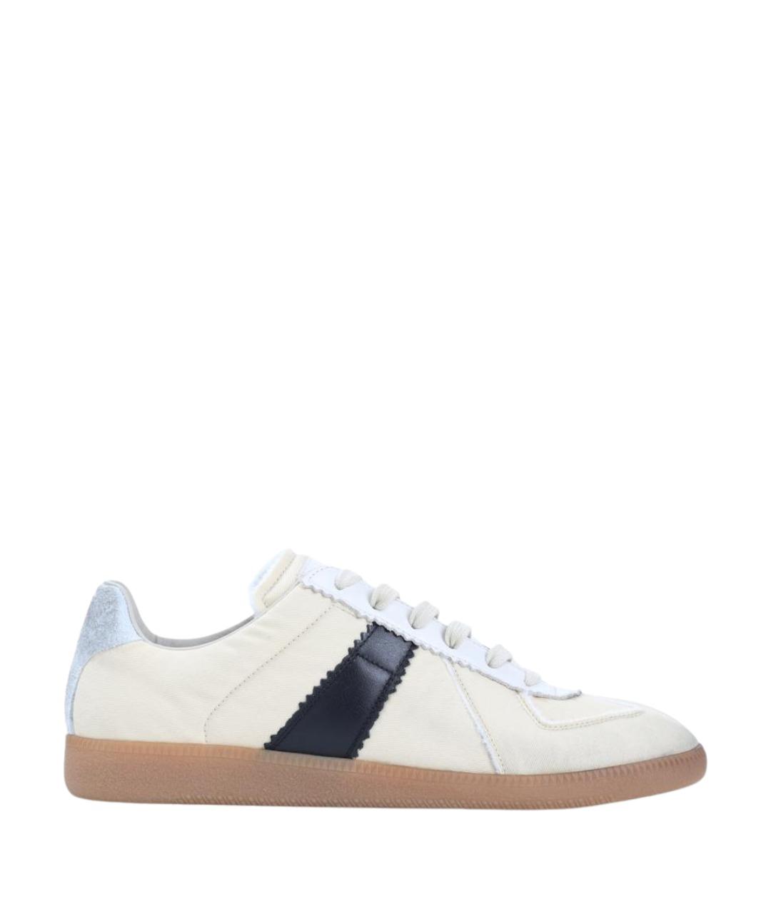 MAISON MARGIELA Желтые текстильные низкие кроссовки / кеды, фото 1