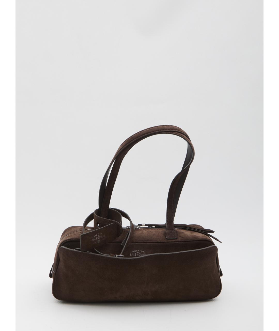 BALENCIAGA Коричневая замшевая сумка тоут, фото 6