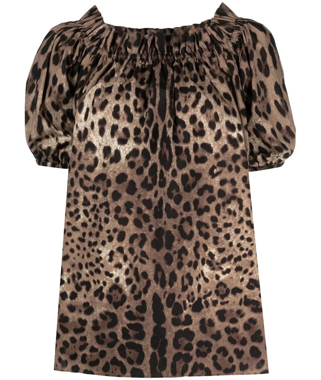 DOLCE&GABBANA Коричневая хлопковая футболка, фото 1