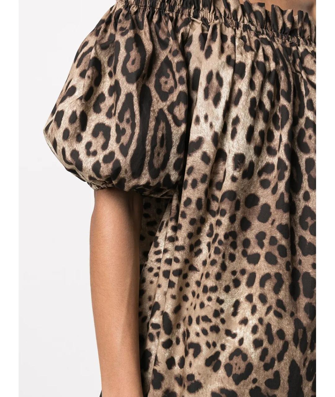 DOLCE&GABBANA Коричневая хлопковая футболка, фото 5