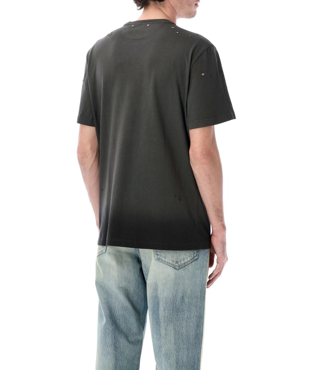 GOLDEN GOOSE DELUXE BRAND Антрацитовая хлопковая футболка, фото 2
