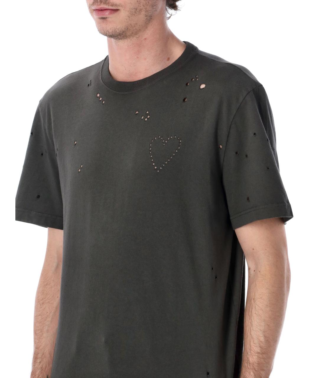 GOLDEN GOOSE DELUXE BRAND Антрацитовая хлопковая футболка, фото 3