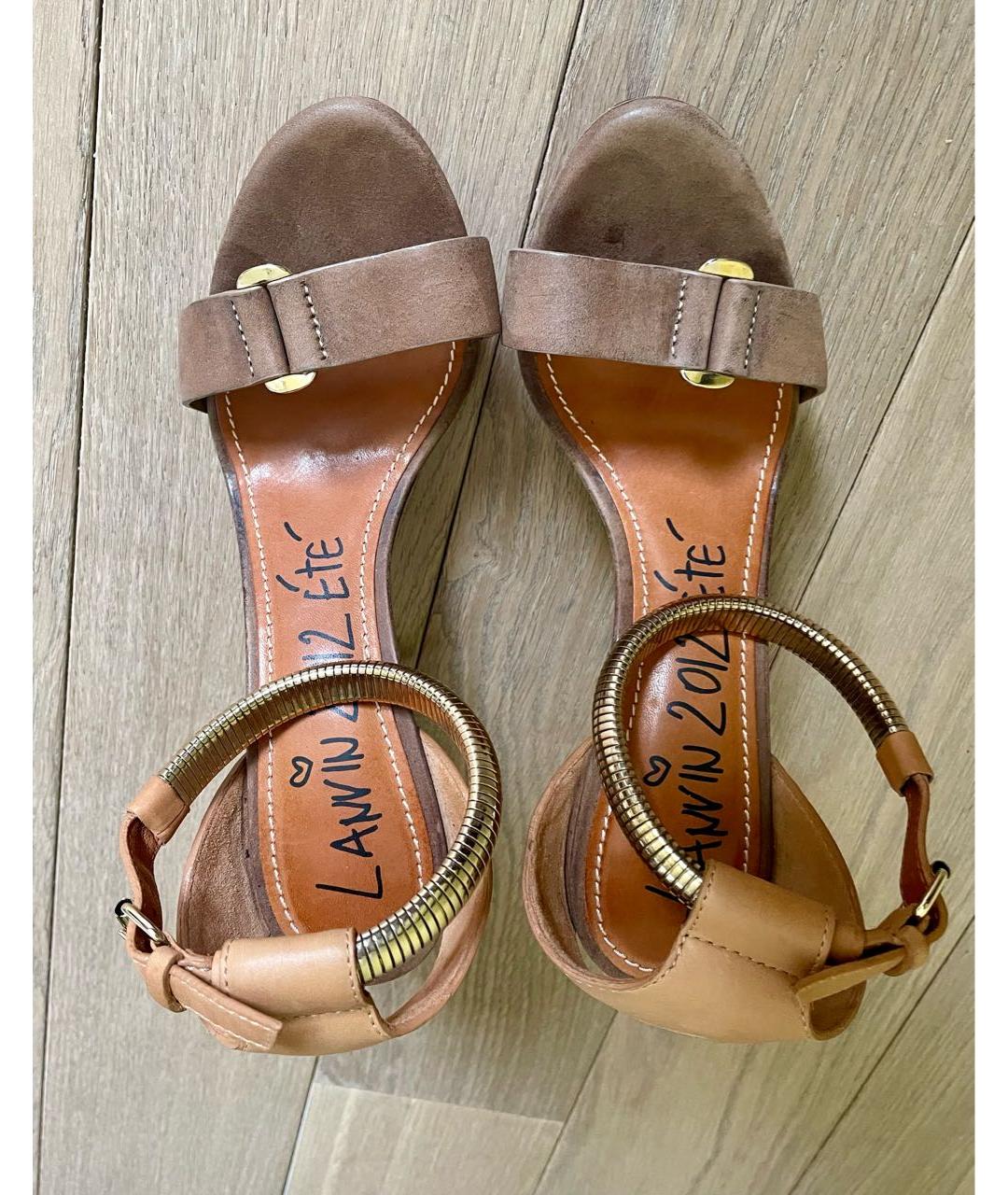 LANVIN Коричневые кожаные босоножки, фото 3