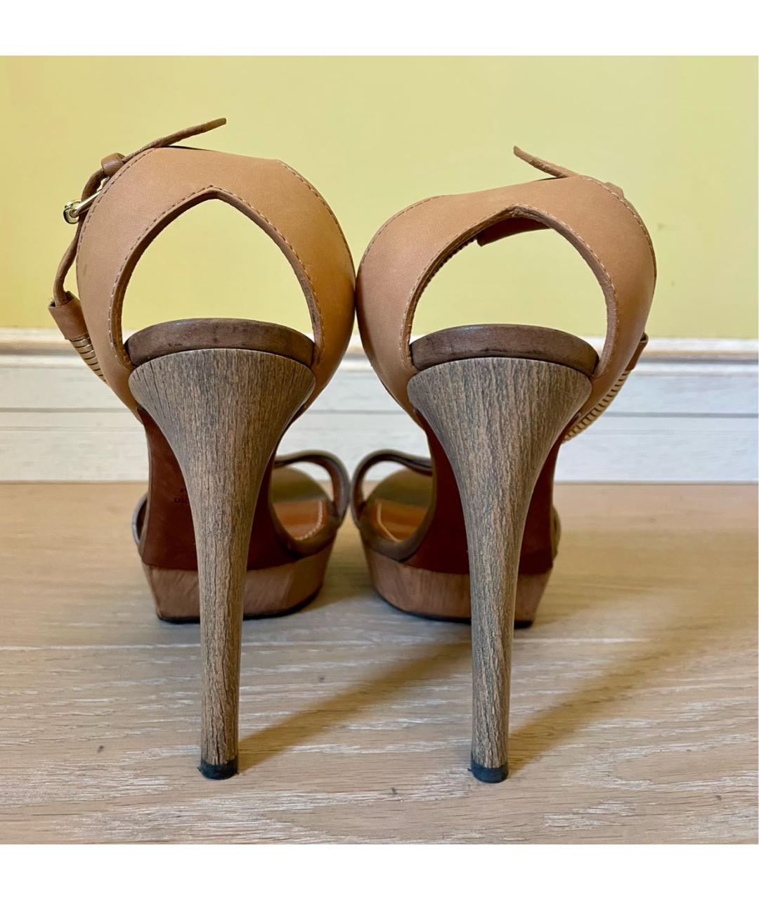 LANVIN Коричневые кожаные босоножки, фото 4