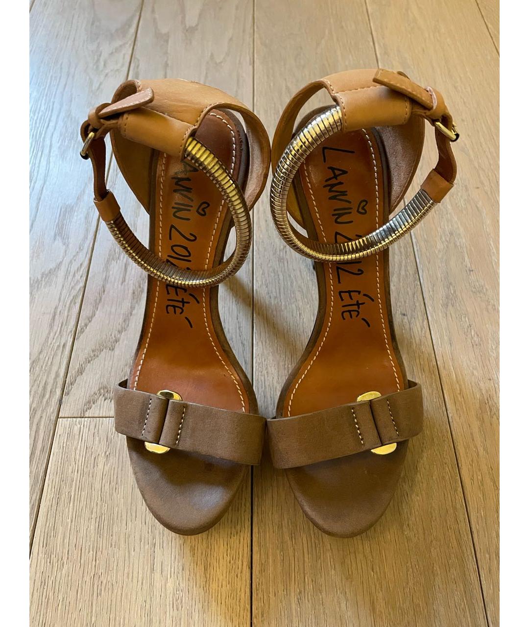 LANVIN Коричневые кожаные босоножки, фото 2