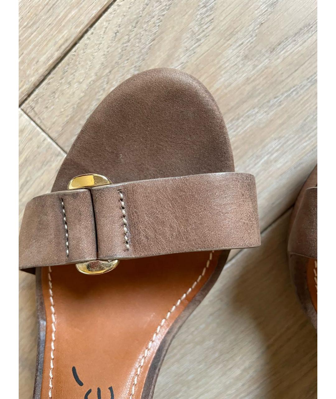 LANVIN Коричневые кожаные босоножки, фото 6