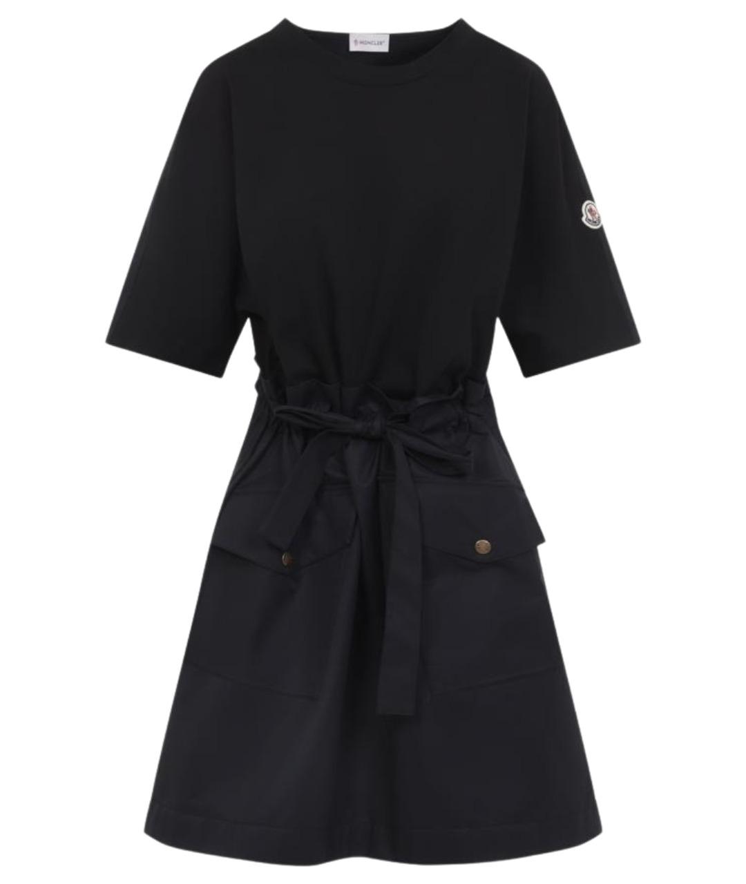 MONCLER Черное хлопковое повседневное платье, фото 1