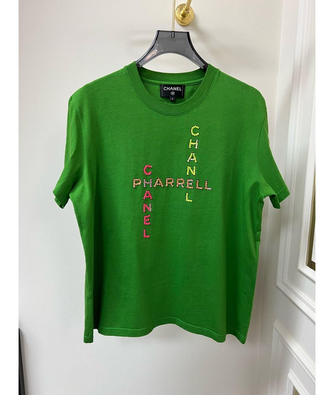 CHANEL Зеленая хлопковая футболка, фото 2