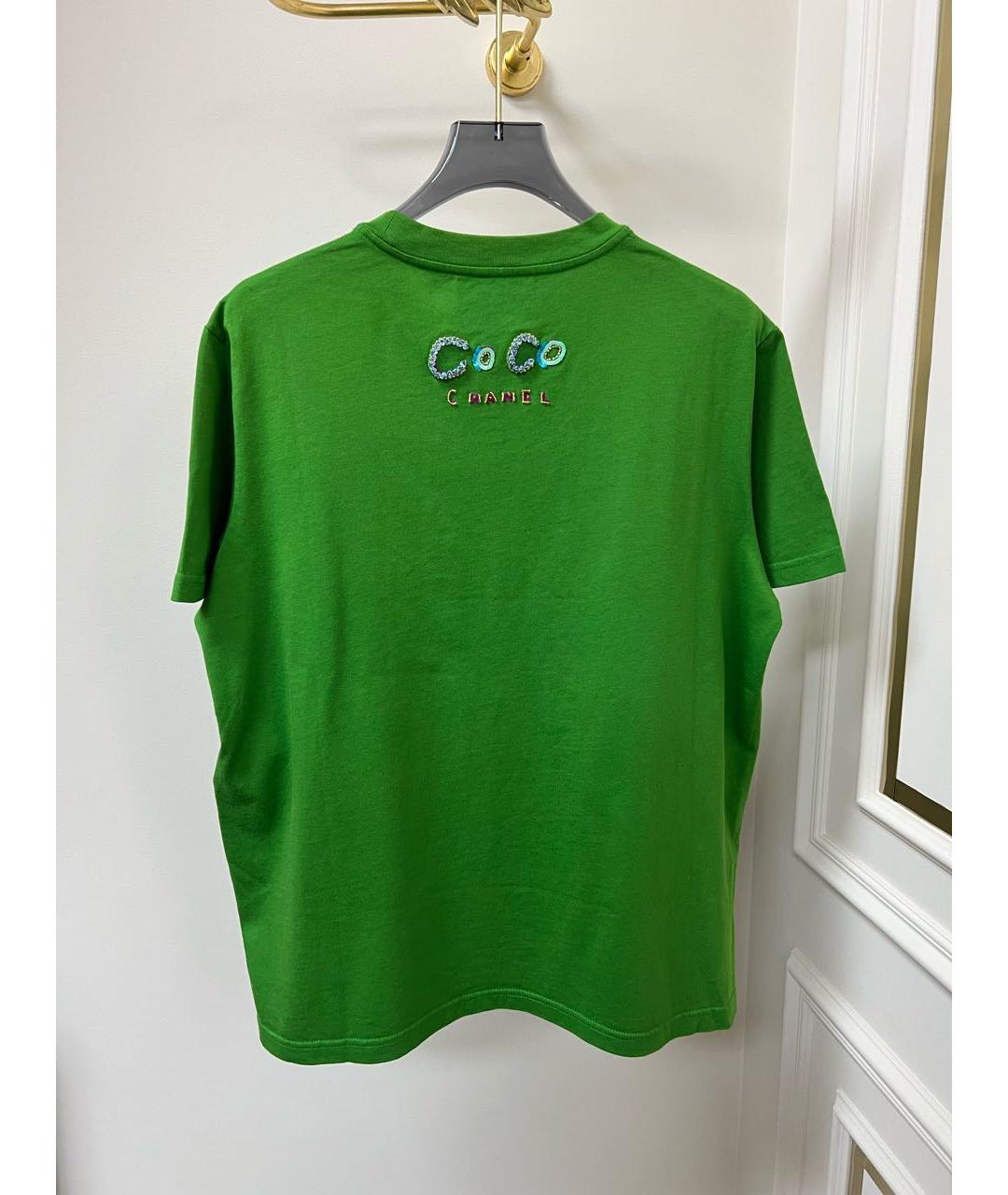 CHANEL Зеленая хлопковая футболка, фото 3