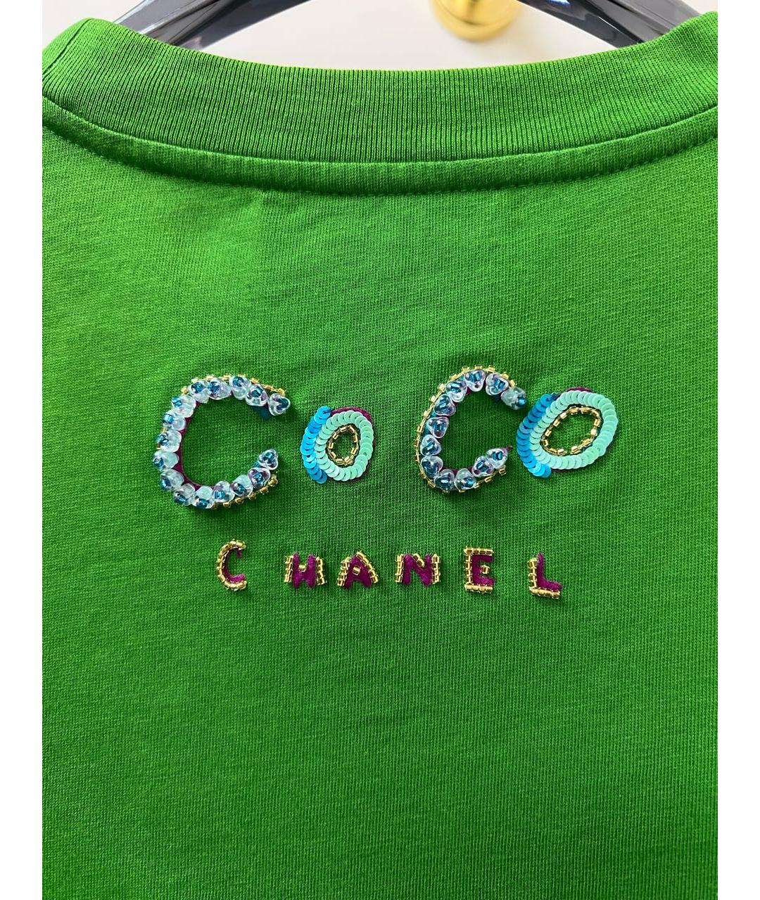 CHANEL Зеленая хлопковая футболка, фото 5