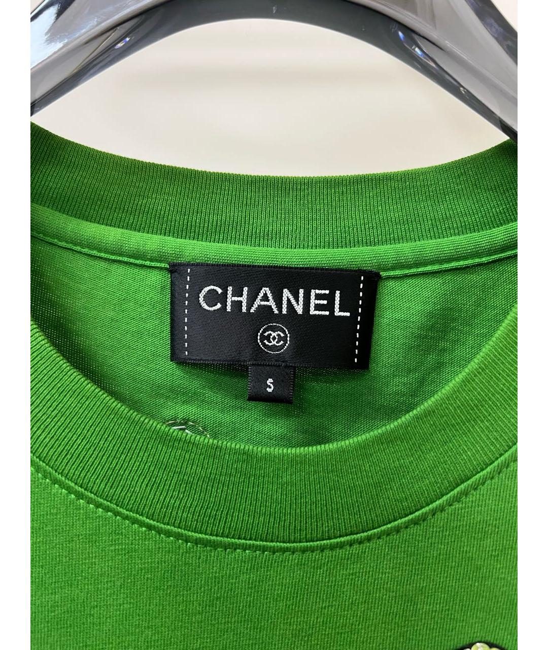 CHANEL Зеленая хлопковая футболка, фото 4