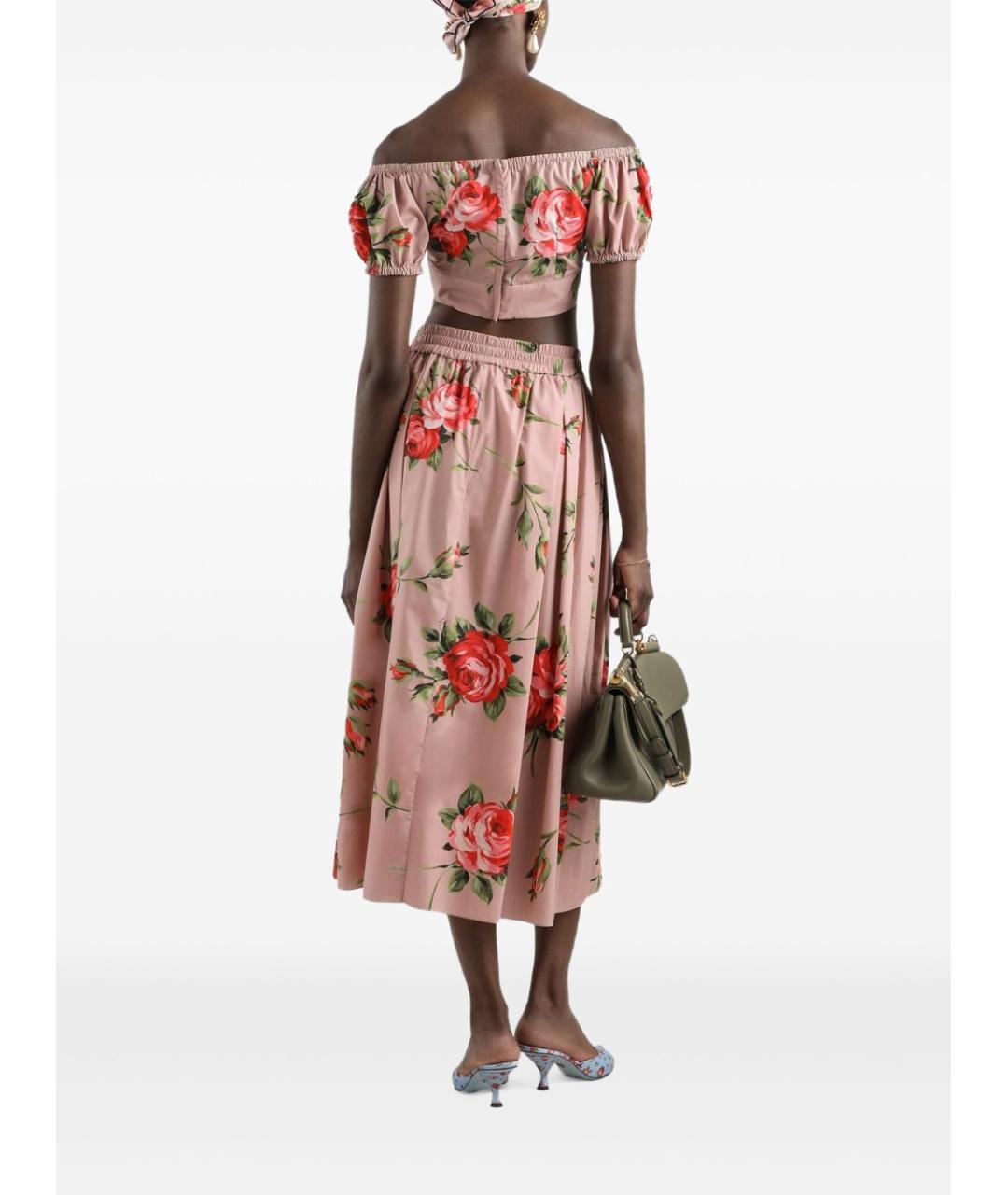 DOLCE&GABBANA Розовая хлопковая юбка миди, фото 5