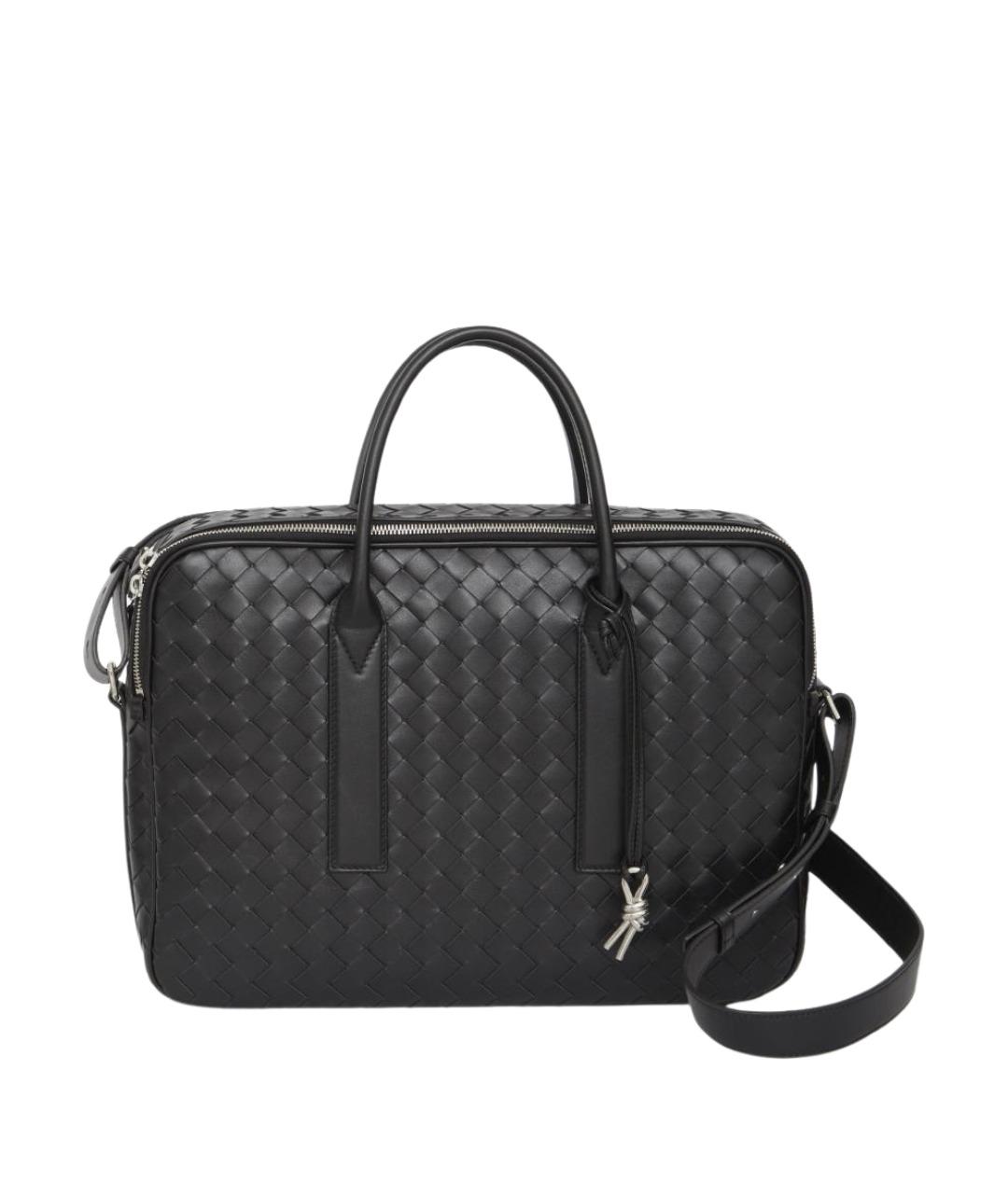 BOTTEGA VENETA Черный кожаный портфель, фото 1
