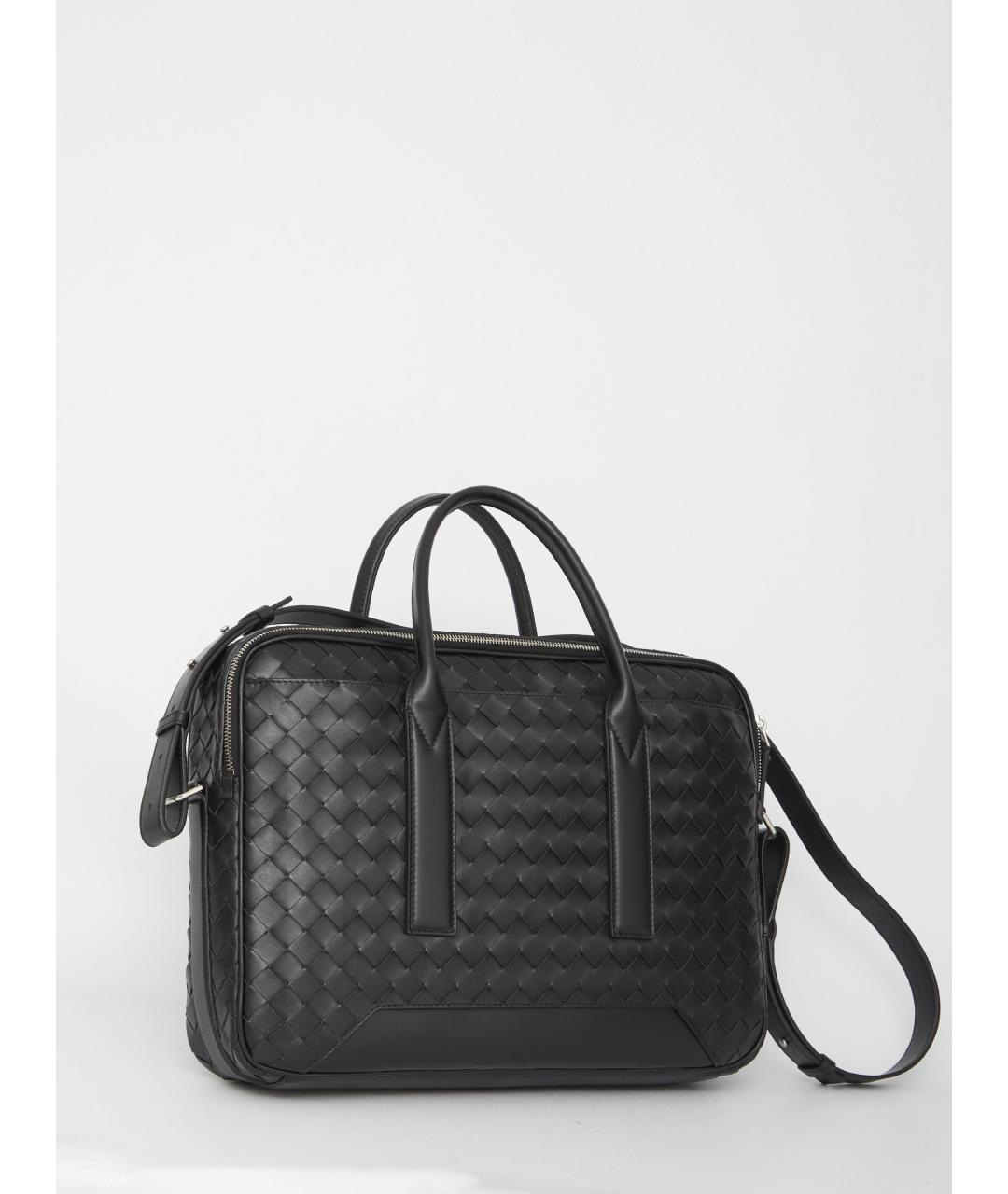 BOTTEGA VENETA Черный кожаный портфель, фото 2