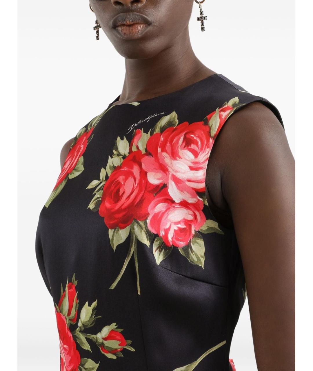 DOLCE&GABBANA Черное шелковое повседневное платье, фото 3